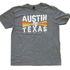 Gildan Austin Texas Graphic T Shirt Short Sleeve Heather Gray Men's XL